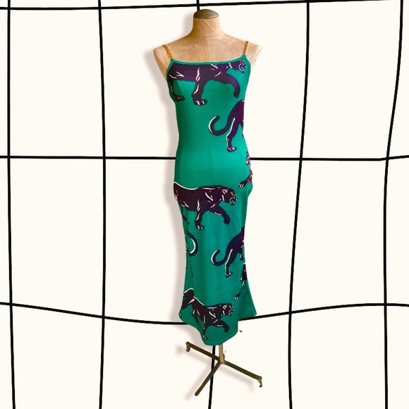 green black panther dress Gabon Long Sleeve Bodycon Dress main image 1